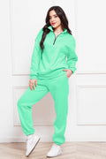 Half Zip Long Sleeve Sweatshirt and Pants Set - Hovatok
