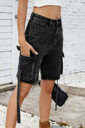 Washed Cargo Denim Shorts - Hovatok