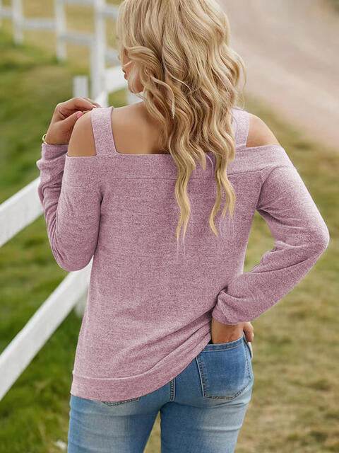 Full Size Cutout Cold Shoulder Blouse - Hovatok