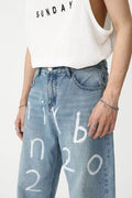 Men's Graffiti Wide Leg Jeans - Hovatok