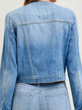 Snap Down Dropped Cargo Denim Jacket - Hovatok