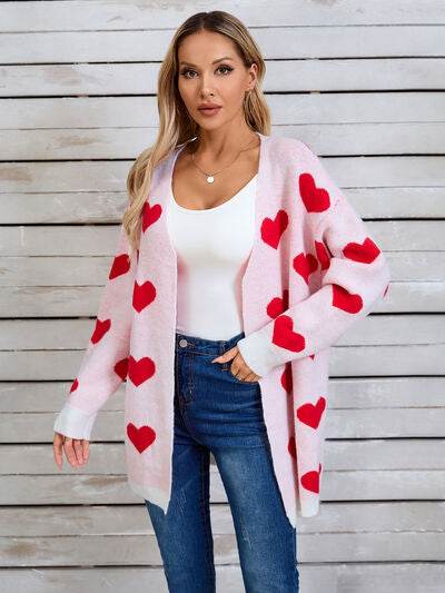 Angel Wings Heart Open Front Long Sleeve Cardigan - Hovatok