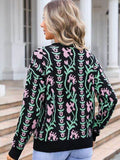 Angel Wings Flower Round Neck Long Sleeve Sweater - Hovatok