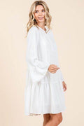 Mittoshop Tiered Notched Flare Sleeve Dress - Hovatok
