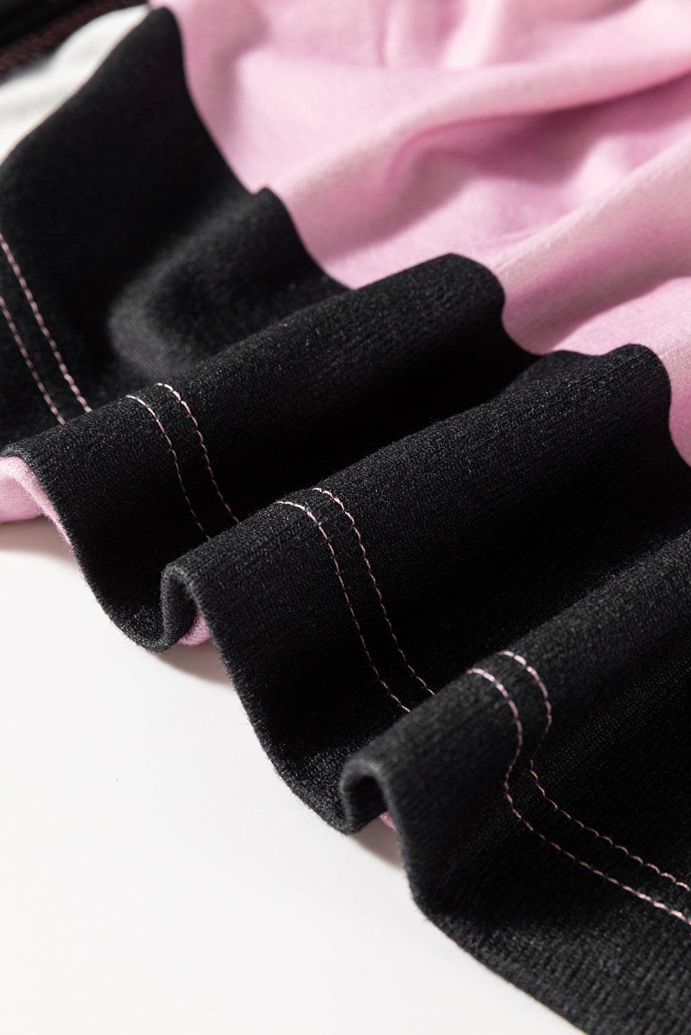 High-Low Color Block Round Neck Long Sleeve T-Shirt - Hovatok