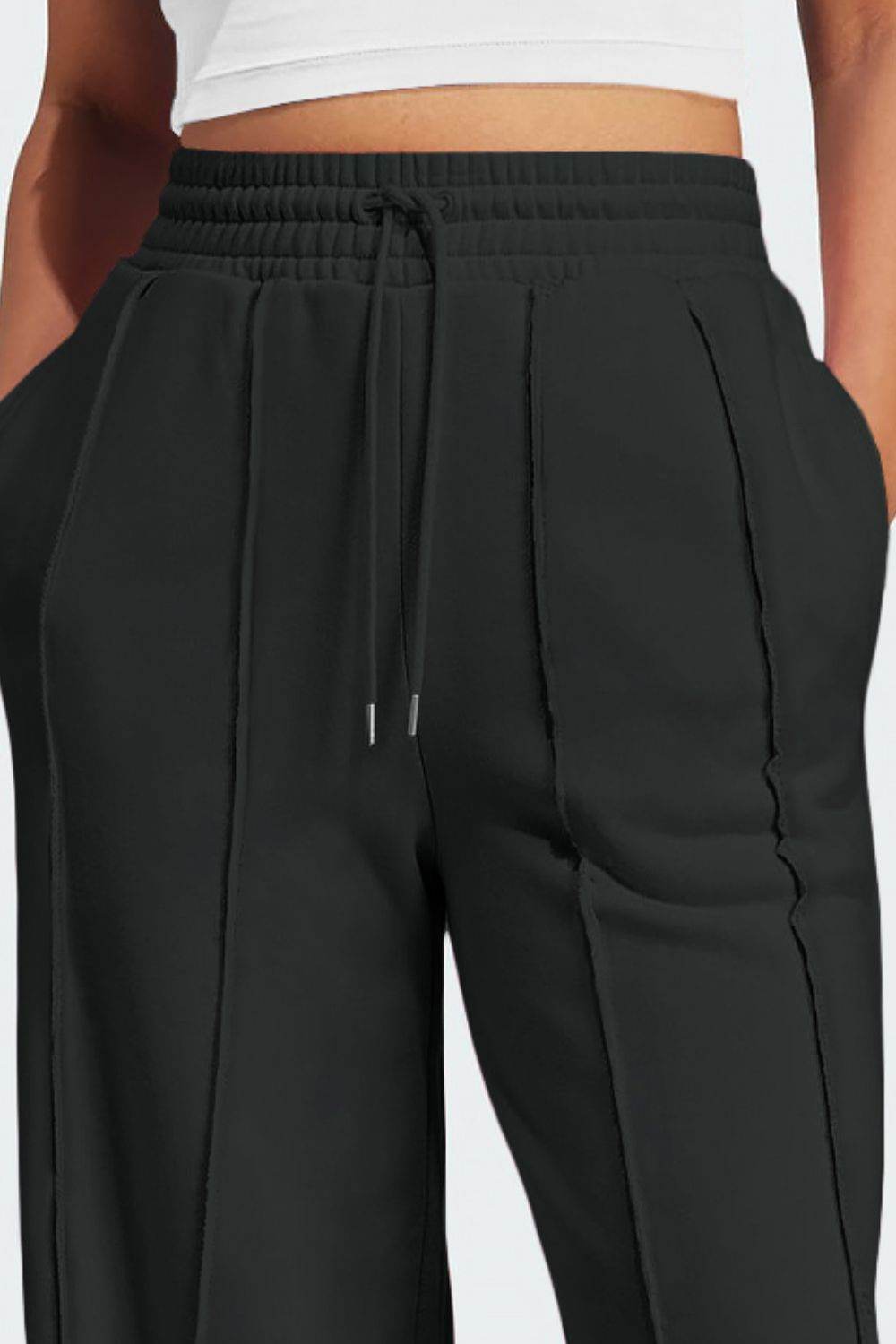 Drawstring Wide Leg Active Pants - Hovatok