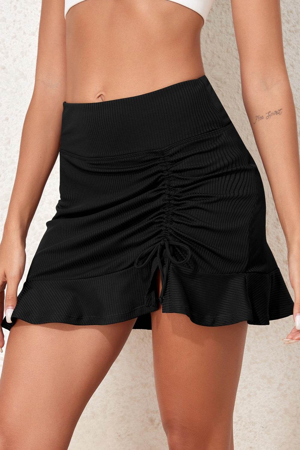 Ruched Elastic Waist Swim Skirt - Hovatok