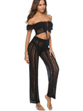 Cutout Drawstring High Waist Swim Pants - Hovatok