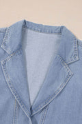 Lapel Neck Cap Sleeve Denim Babydoll Dress - Hovatok