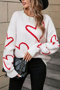 Angel Wings Heart Dropped Shoulder Long Sleeve Sweater - Hovatok