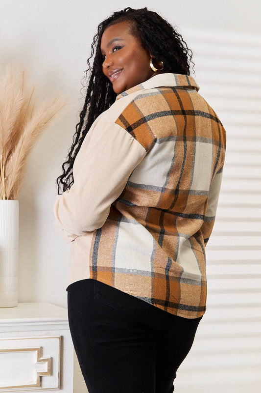 Perfee Plaid Print Dropped Shoulder Shirt - Hovatok