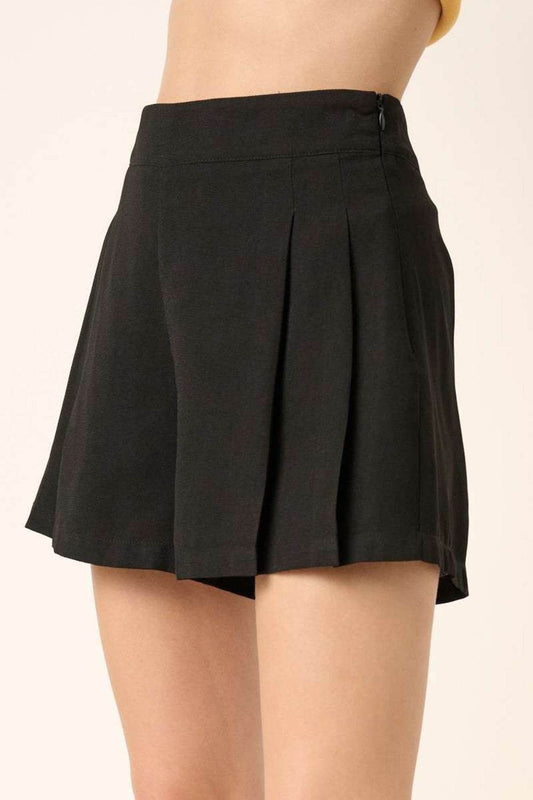 Mittoshop Side Invisible Zipper Pleated Shorts - Hovatok