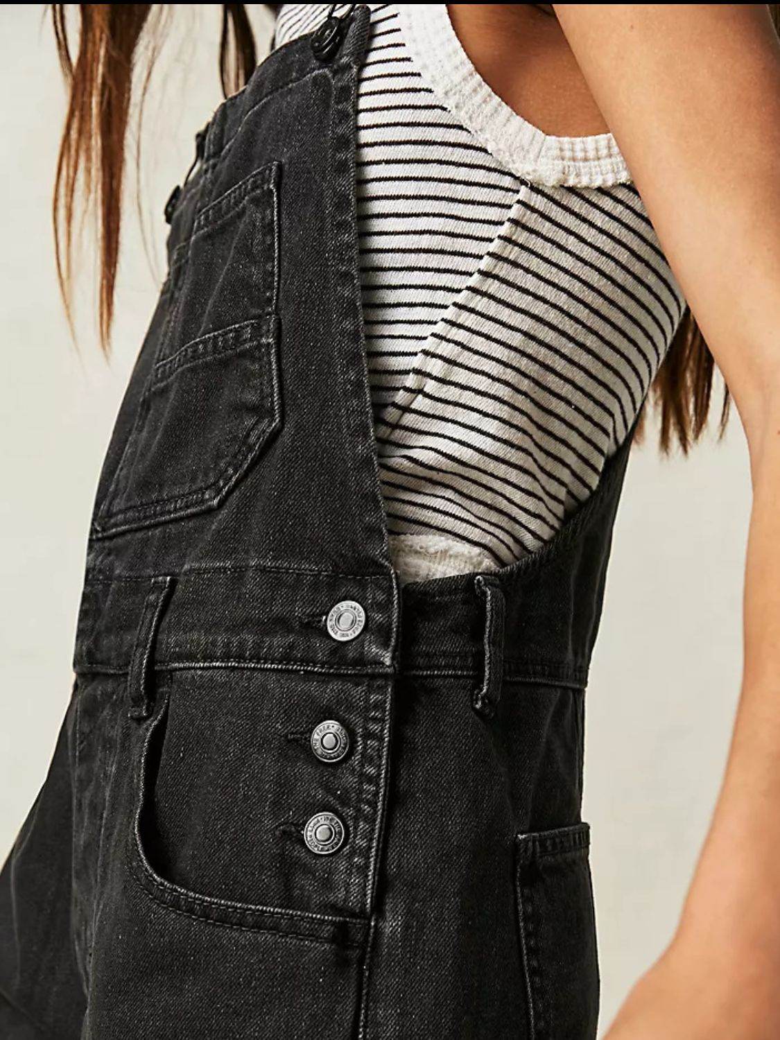 Square Neck Wide Strap Denim Overalls - Hovatok