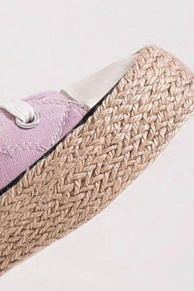 Beast Fashion Lace Up Woven Espadrille Sole Sneakers - Hovatok