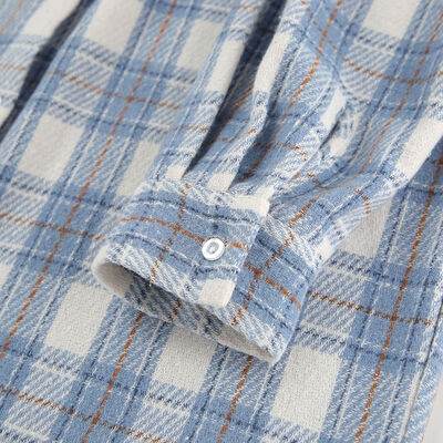 Plaid Button Up Long Sleeve Jacket - Hovatok