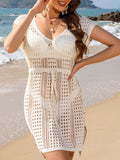 Openwork V-Neck Cap Sleeve Cover-Up - Hovatok