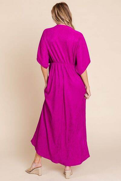 BOMBOM Surplice Maxi Dress with Pockets - Hovatok