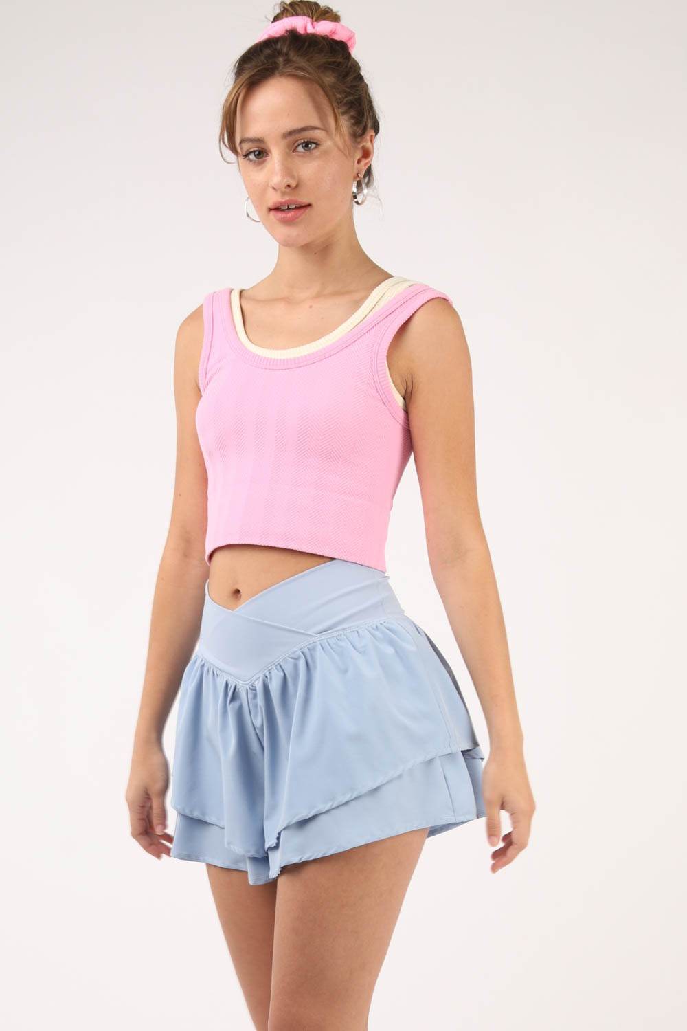 VERY J V-Shaped High Waist Layered Active Shorts - Hovatok