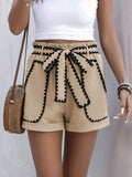 Perfee Tied Contrast Trim Shorts - Hovatok