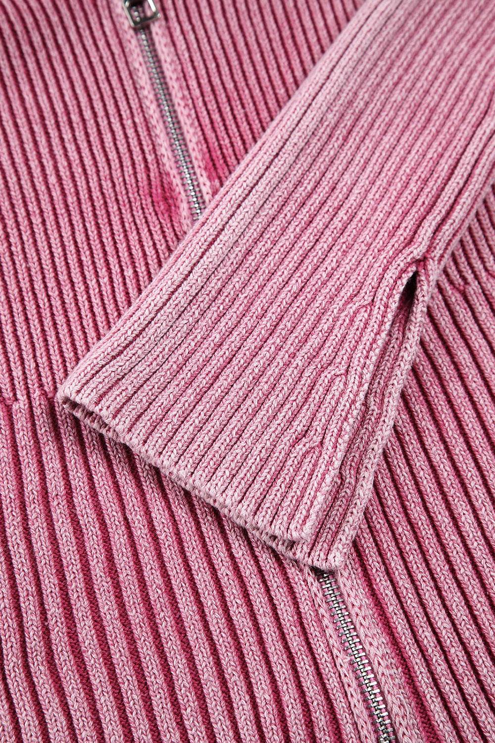 Double Take Ribbed Off-Shoulder Zip Up Long Sleeve Cardigan - Hovatok