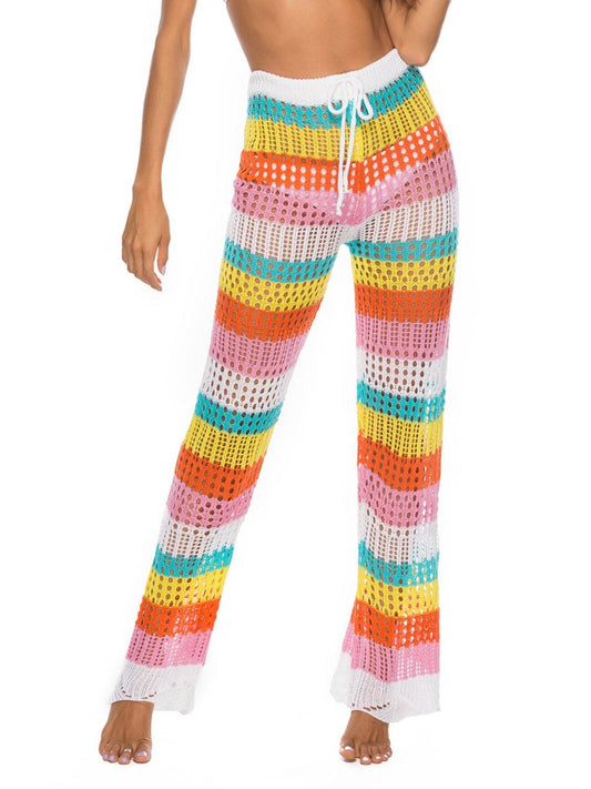 Cutout Contrast High Waist Swim Pants - Hovatok