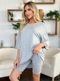 Basic Bae Bamboo Full Size Round Neck Drop Shoulder T-Shirt and Shorts Set - Hovatok