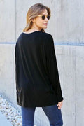 Basic Bae Full Size V-Neck Long Sleeve Top - Hovatok