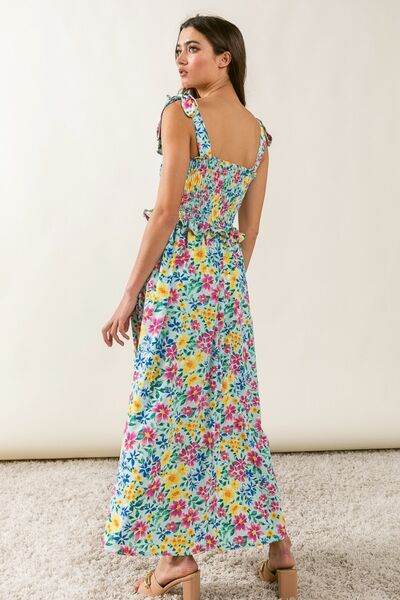BiBi Floral Ruffle Trim Smocked Cami Dress - Hovatok