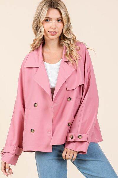 Mittoshop Double Breasted Long Sleeve Trench Coat Jacket - Hovatok