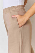 RISEN Wide Waistband Slit Wide Leg Pants - Hovatok