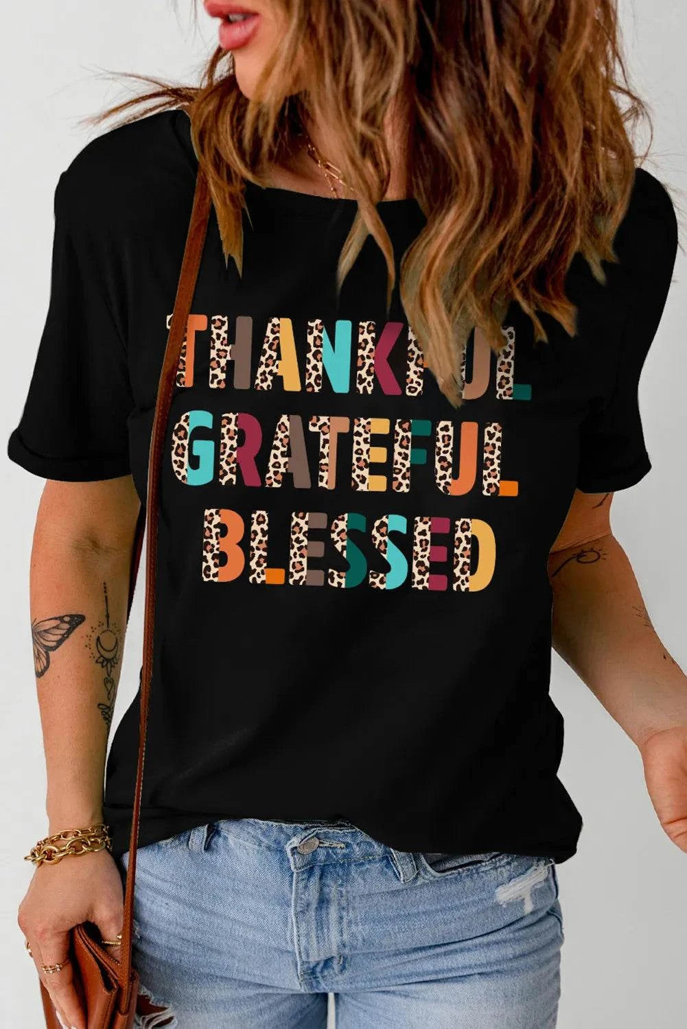 Letter Graphic Round Neck Short Sleeve T-Shirt - Hovatok