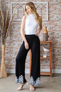 Heimish Full Size Solid Damask Casual Pants Plus Size - Hovatok