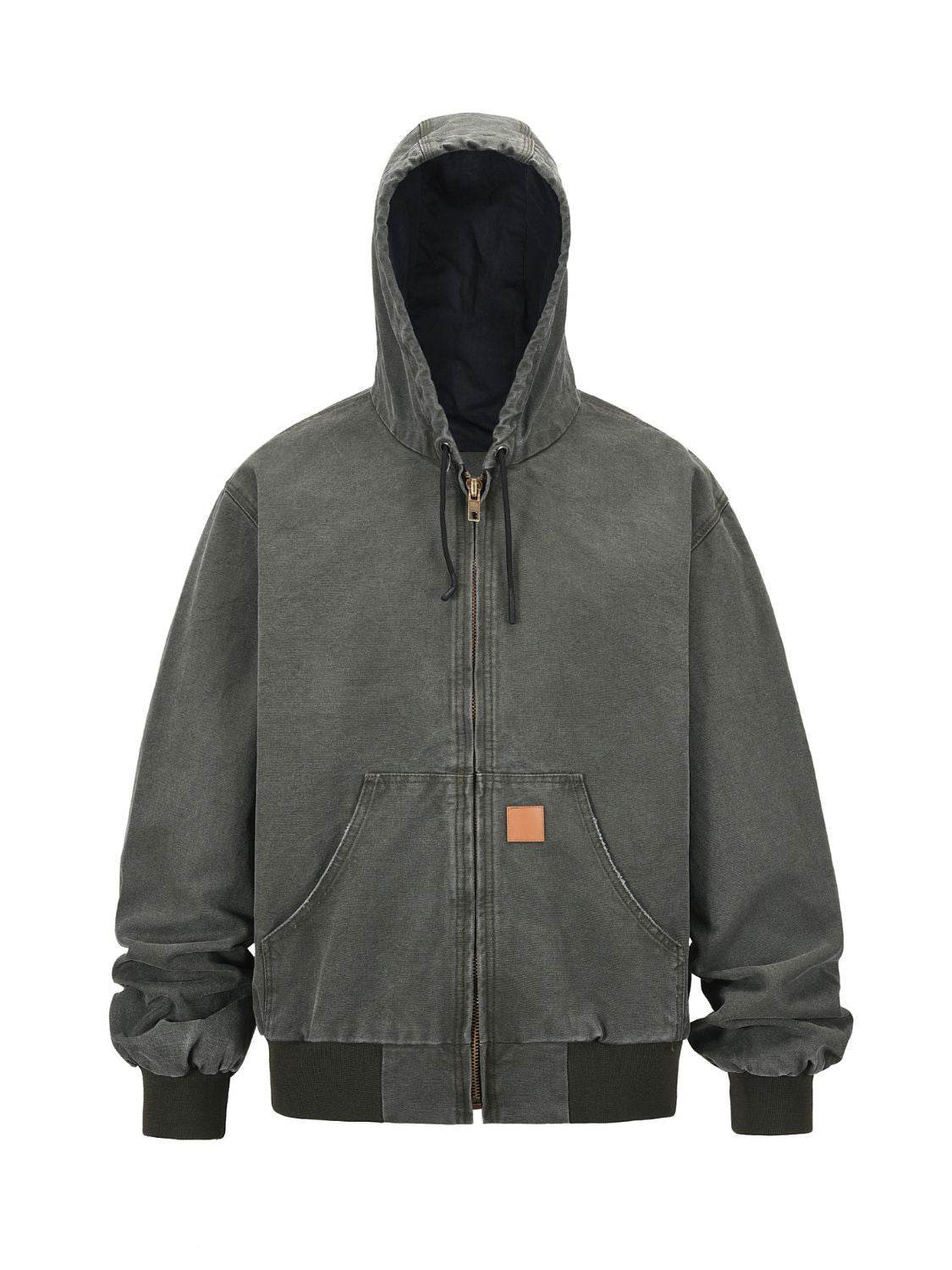 Men's Zip Up Washed Hooded Jacket - Hovatok