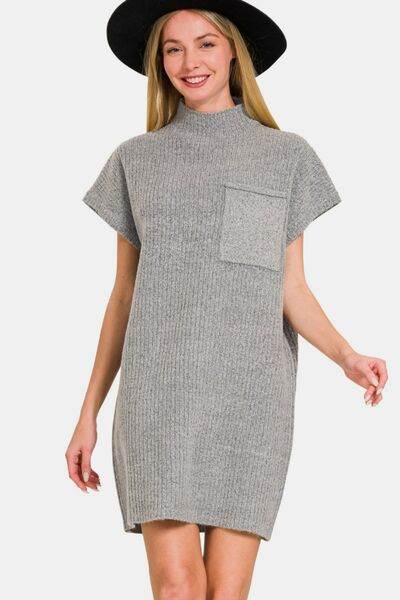 Zenana Short Sleeve Sweater Mini Dress - Hovatok