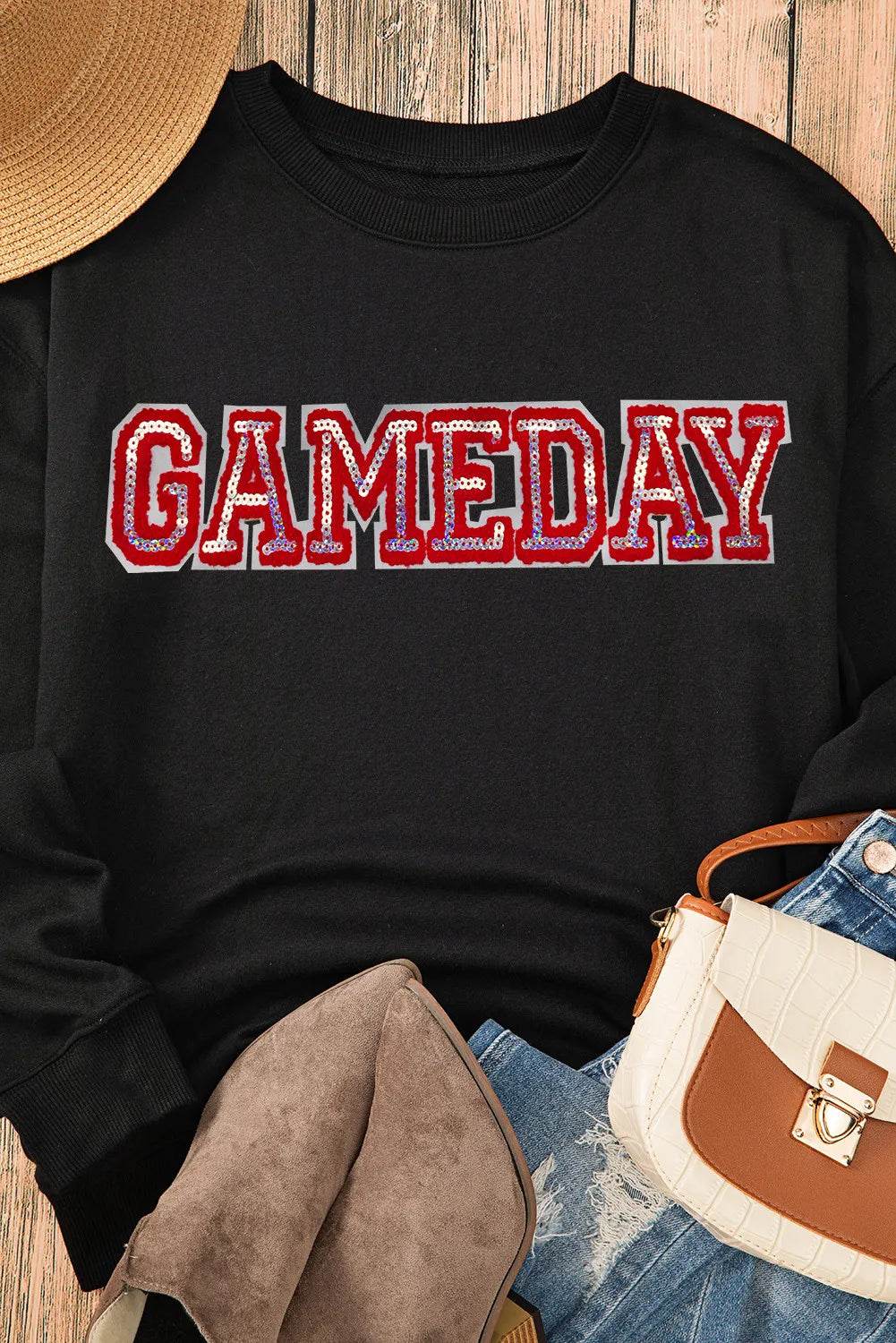 GAME DAY Round Neck Long Sleeve Sweatshirt - Hovatok