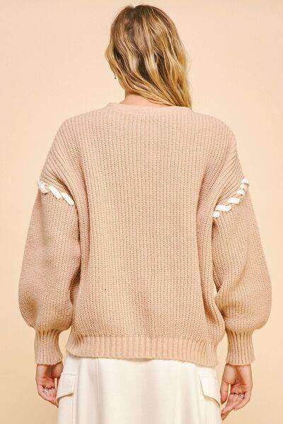 Davi & Dani Lace-Up Ribbon Bow Button Down Cardigan - Hovatok