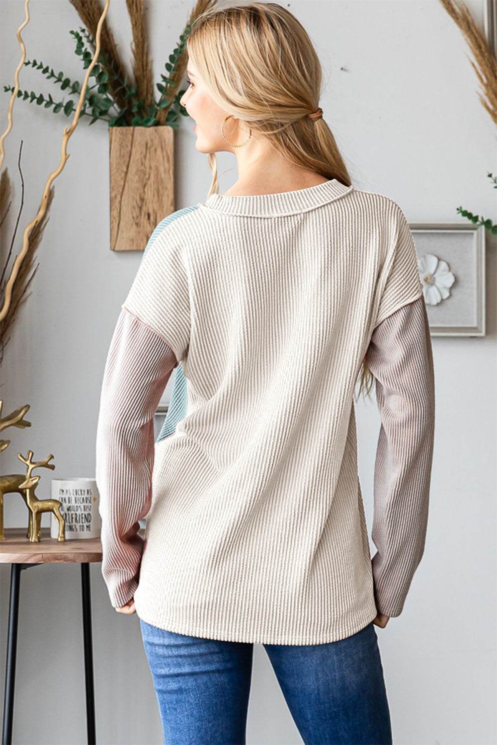 Heimish Color Block Exposed Seam Ribbed T-Shirt - Hovatok