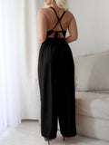 Devine Tie Back Backless Crisscross Jumpsuit - Hovatok
