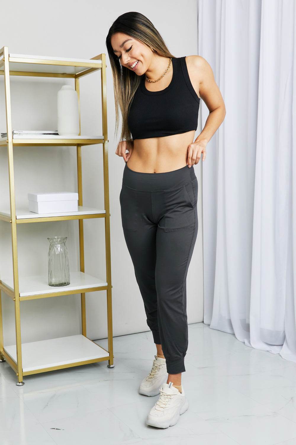 Leggings Depot Full Size Wide Waistband Cropped Joggers - Hovatok