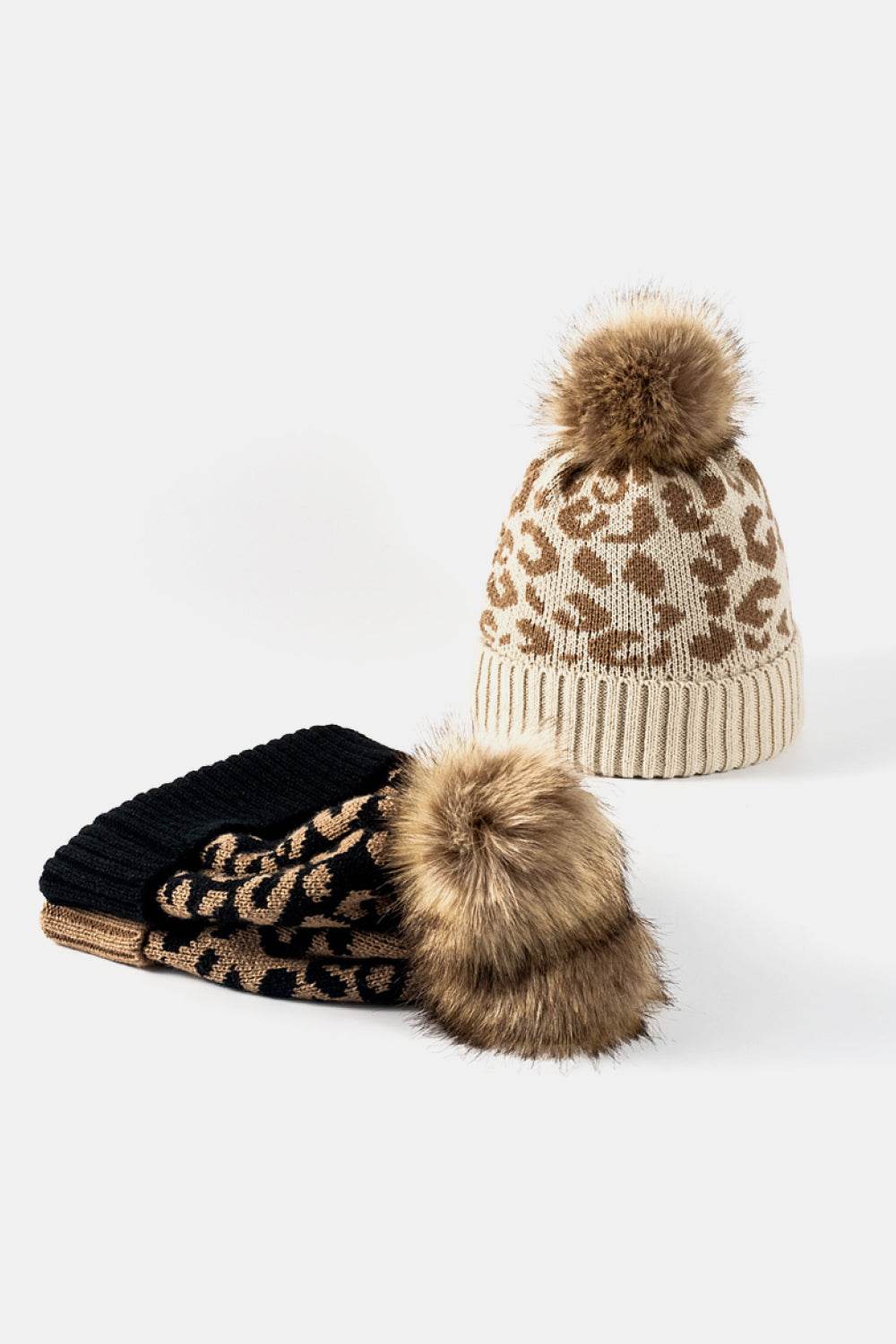 Leopard Pom-Pom Cuffed Beanie - Hovatok
