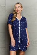 MOON NITE Quilted Quivers Button Down Sleepwear Dress - Hovatok