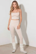 Le Lis Ribbed Crop Cami and High Waist Brushed Leggings Set - Hovatok