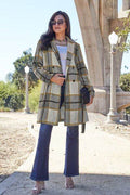 Double Take Full Size Plaid Button Up Lapel Collar Coat - Hovatok