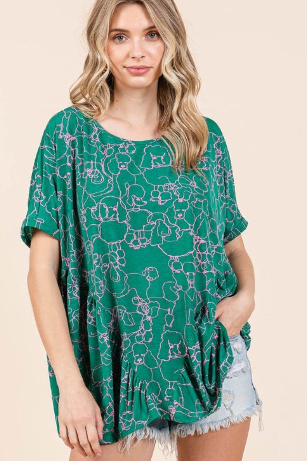 Mittoshop Abstract Print Round Neck Short Sleeve Top - Hovatok