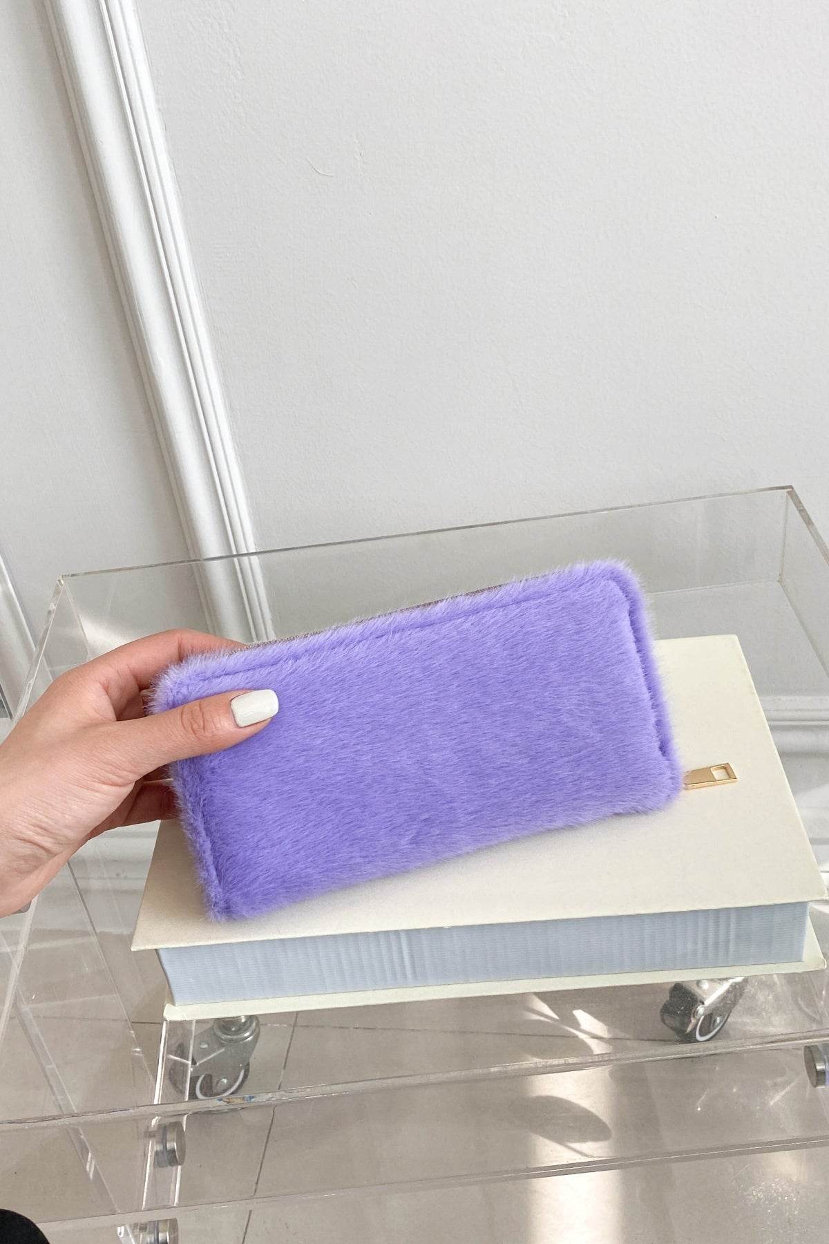 Solid Color Fluff Rectangle Wallet - Hovatok