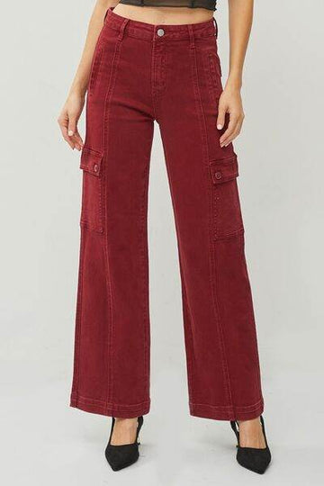 RISEN Full Size High Rise Wide Leg Cargo Jeans - Hovatok