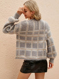 Open Front Plaid Long Sleeve Cardigan - Hovatok
