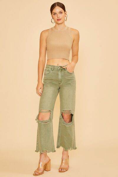 Annie Wear Distressed Raw Hem Jeans - Hovatok