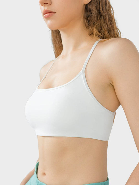 Millennia Crisscross Back Scoop Neck Active Cami with Detachable Chest Pads - Hovatok