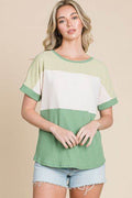 BOMBOM Color Block Short Sleeve T-Shirt - Hovatok